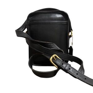 Coach Vintage Black Leather Crossbody Camera Kit Bag - Classic Minimalist